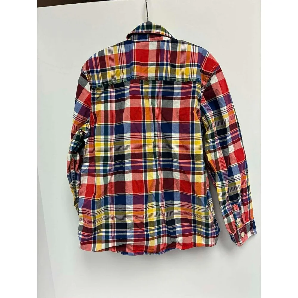 Gymboree Small (5-6) Button‎ Down Shirt Blue/ Yellow/Red Plaid Long Sleeve Boys